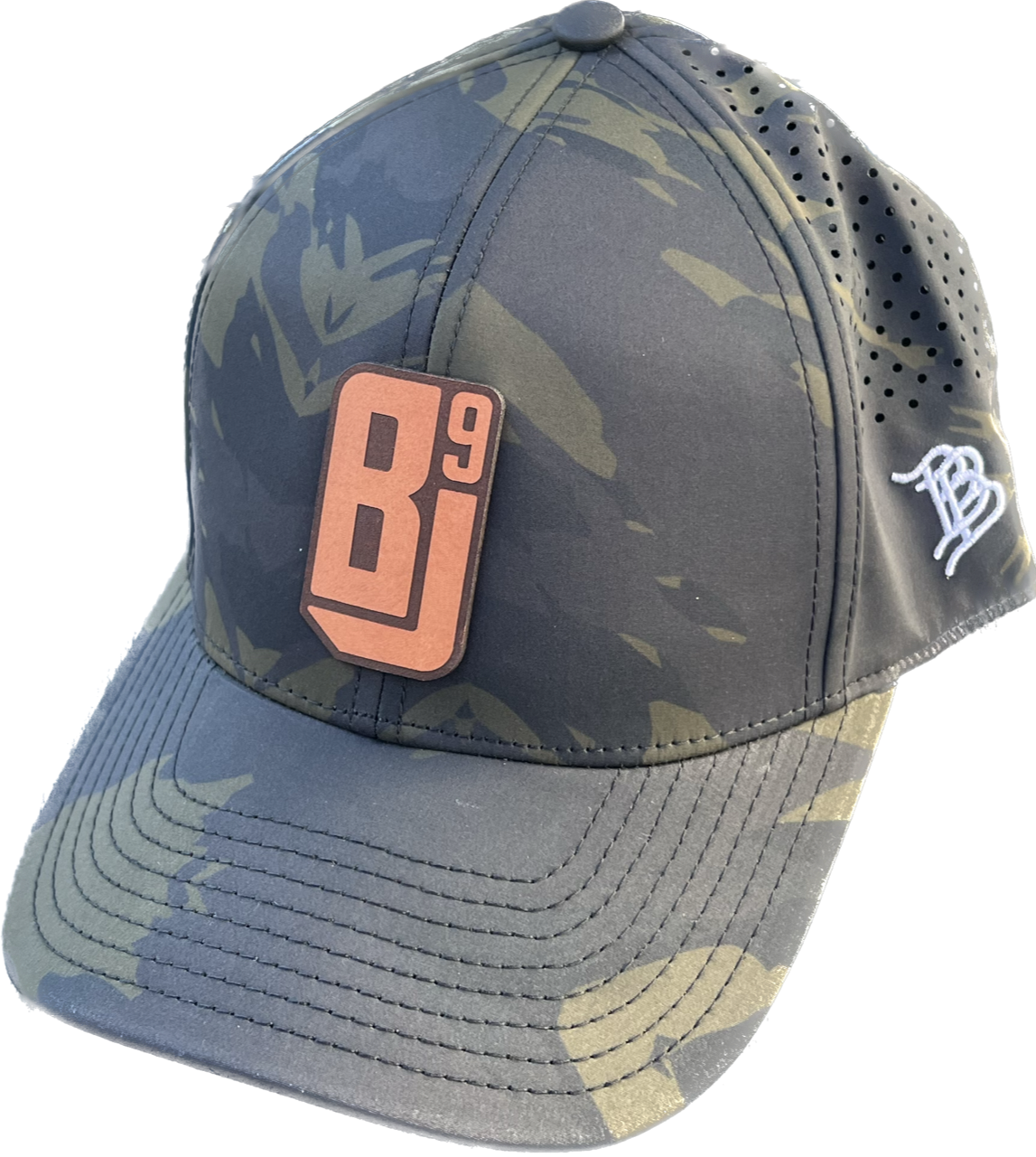 Brandon Jones "BJ9" Midnight Camo Leather-Tan Patch Hat